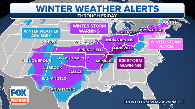 Ice Storm Warnings in effect from Mississippi to Kentucky