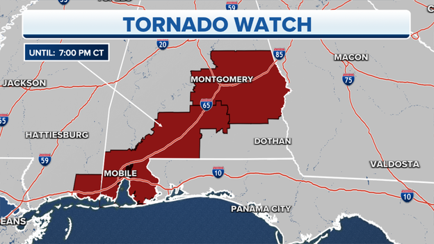 Tornado Watch continues across the South