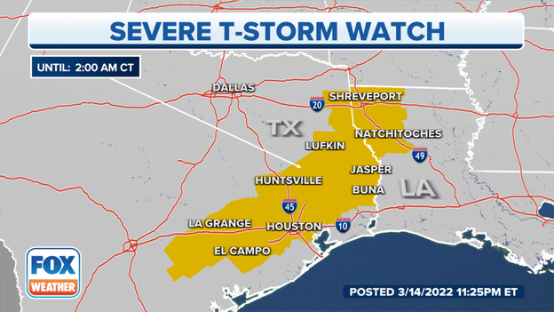 Severe Thunderstorm Watch in effect until 2 a.m.