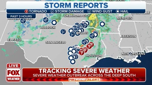 Storm reports across Texas and Oklahoma