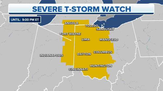 Severe Thunderstorm Watch issued in Ohio Valley until Wednesday evening