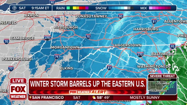 Winter storm barrels up East Coast