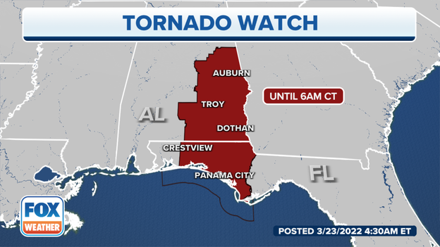 Tornado Watch in effect for parts of Alabama, Florida