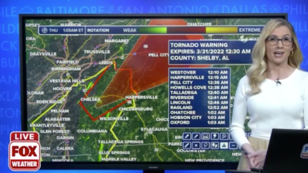 Tornado Warning issued for Shelby County, southeast of Birmingham, AL