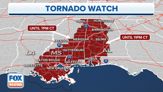 Part of Florida Panhandle now under Tornado Watch until 11 p.m.