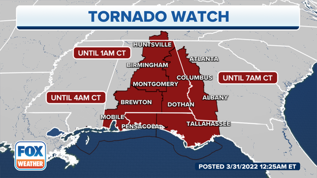 Tornado Watch extends eastward