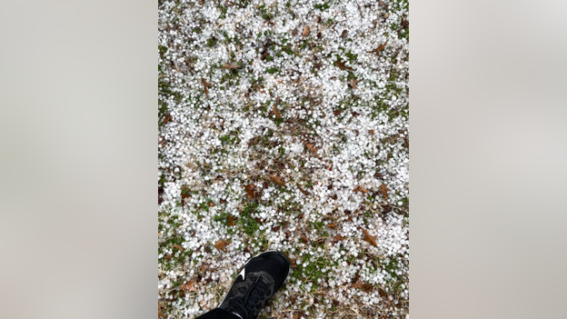 Hail covers the ground like snow in North Texas