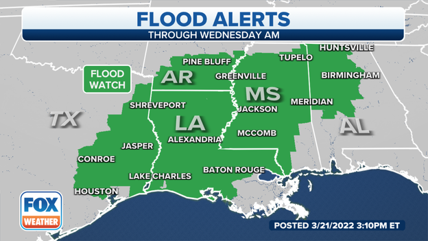 Flood Watch through Wednesday morning across 5 states