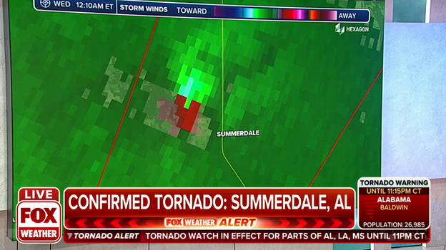 Tornado moving through southern Alabama