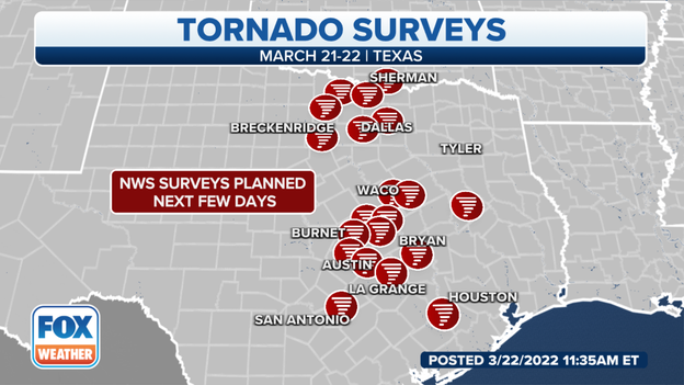 Teams fan out across Texas to survey damage from Monday’s storms