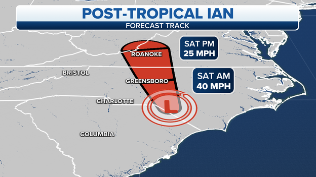 OVERNIGHT UPDATE: Ian spreading heavy rain, gusty winds over NC, VA
