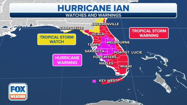 5 P.M. ADVISORY: Hurricane Ian weather alerts expanded across Florida Peninsula
