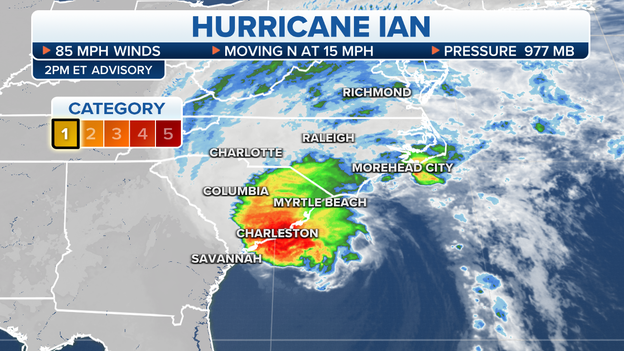 2 P.M. ADVISORY: Hurricane Ian about to make landfall in South Carolina
