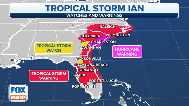 Hurricane Warnings issued along entire South Carolina coast