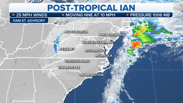 11 A.M. UPDATE: Ian continues to weaken near Virginia, North Carolina border