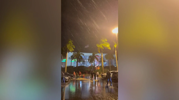 Watch: Heavy rain from Hurricane Nicole falls on fans after Panthers game