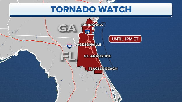 Tornado Watch issued for Jacksonville area, coastal Georgia