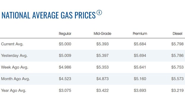 Gas prices hover around $5 a gallon