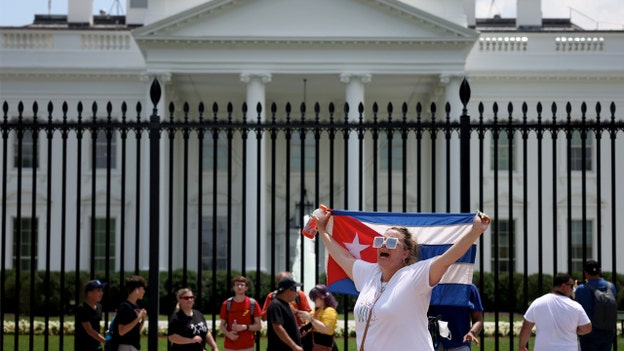 Cuban exiles gather outside the White House