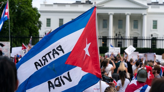 Cuba protesters chant "Joe Biden do your job” outside of White House