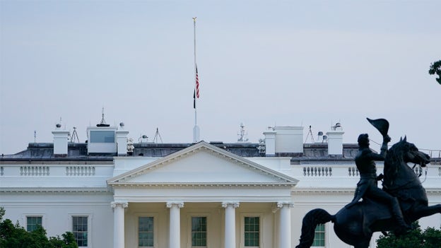 White House American flag being flown at half-staff