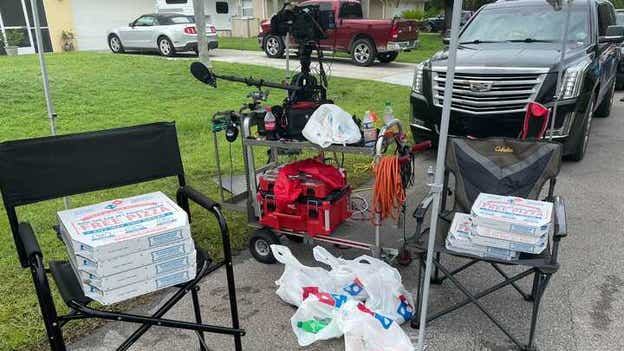Anonymous Oregon donor sent pizzas to police, media crews staked outside Laundrie family home