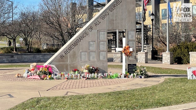 Makeshift memorial set up for victims in downtown Waukesha