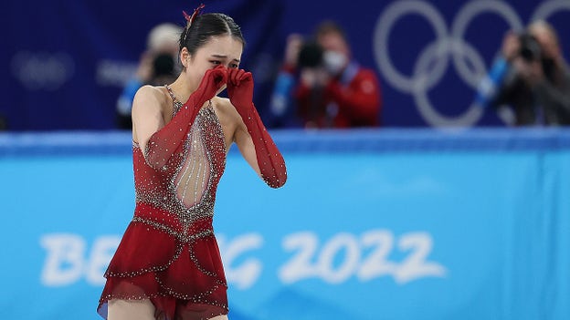 US-born Chinese figure skater Zhu Yi breaks down in tears after falling again during team event