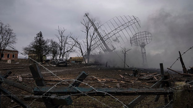 Aftermath of Ukraine air defense base after apparent Russian strike