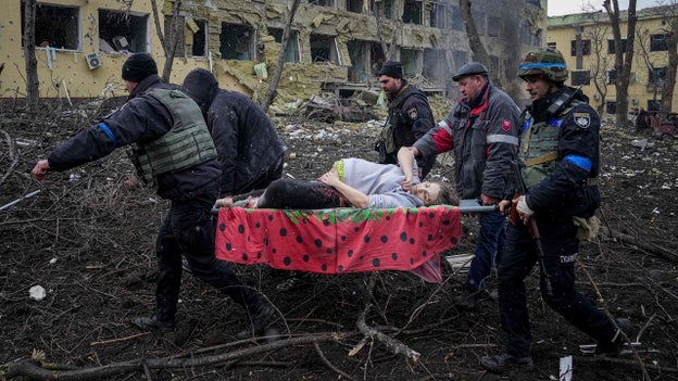 Photo shows injured pregnant woman following Mariupol maternity hospital shelling