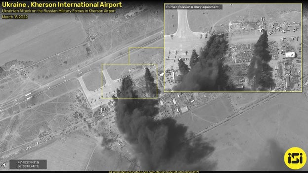 Satellite images show Ukrainian attack on Russian military