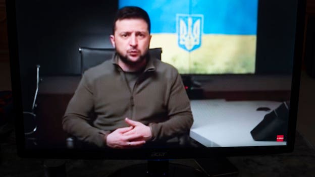 Ukrainian president Volodymyr Zelenskyy makes virtual appearance at Grammys