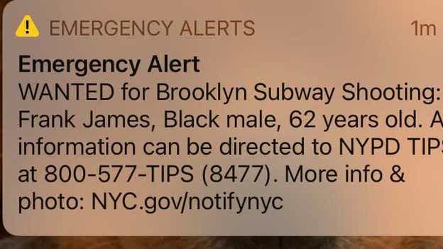 Brooklyn subway shooting: NYC cell phone users receive emergency alert about suspect Frank James