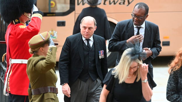 British secretary of state for defense arrives at queen's funeral