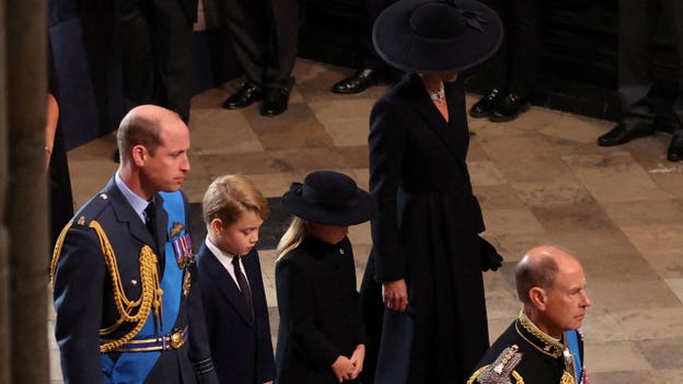 Prince William's children walk with family behind Queen Elizabeth II's coffin