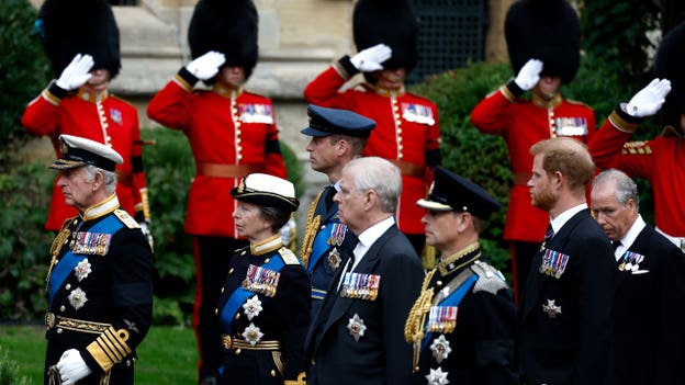 King Charles III and royal family joins Queen Elizabeth II's procession at Windsor Castle