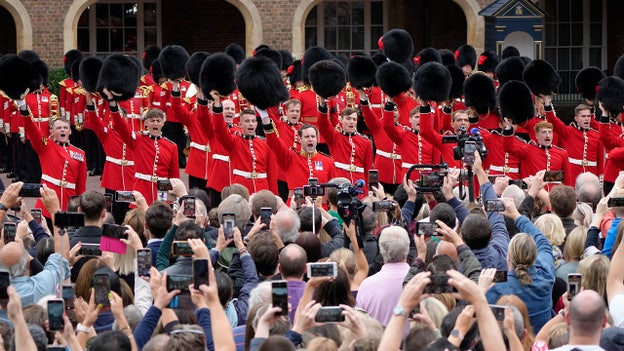 Public gather to watch ceremonial cheer for King Charles III