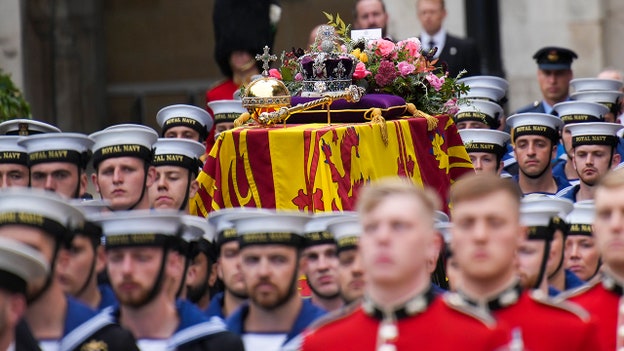 The procession of Queen Elizabeth II's coffin from Westminster Hall to Westminster Abbey begins