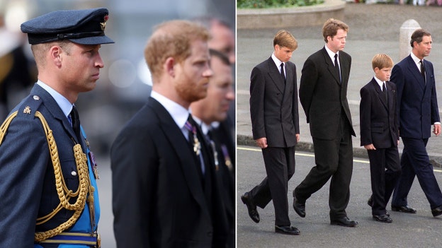 Prince William, Prince Harry follow Queen Elizabeth II's coffin on foot