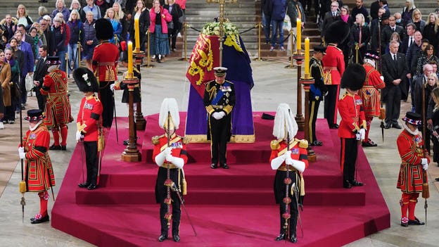 King Charles III, Princess Anne, Prince Andrew and Prince Edward hold vigil at Elizabeth's coffin