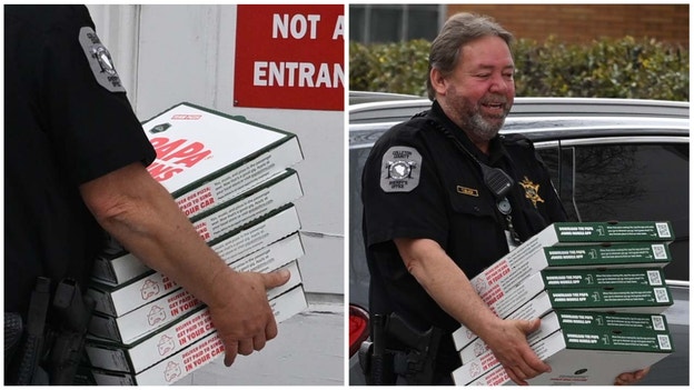 Papa John's pizza is delivered to the Colleton County Courthouse