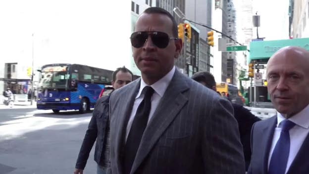 A-Rod spotted near Trump Tower as crowds await Trump's arrival for arraignment