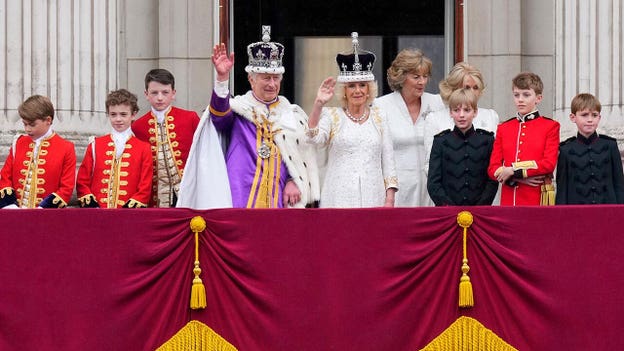 King Charles and Queen Camilla appear on Buckingham Palace balcony for fly-past