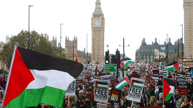 Thousands of pro-Palestinian protesters march in London and demand UK call for ceasefire