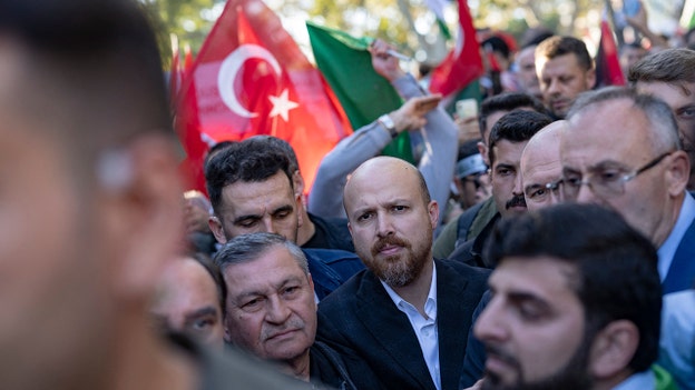 Turkish president's son Bilal Erdogan joins pro-Palestinian march in Istanbul