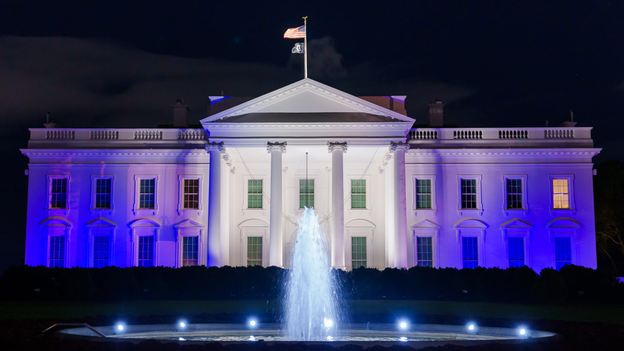 White House lit up blue and white as symbol of support for Israel