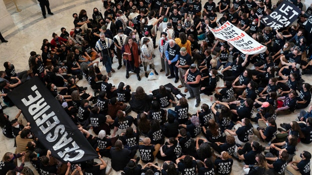 Protesters demanding Gaza ceasefire descend on Capitol Hill after second speaker vote