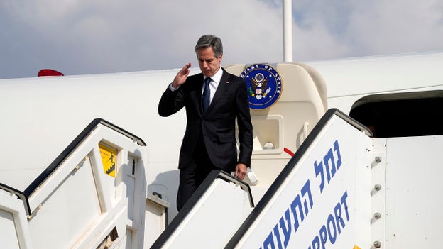 Secretary of State Antony Blinken arrives in Tel Aviv, says US stands with 'Israel and its people'