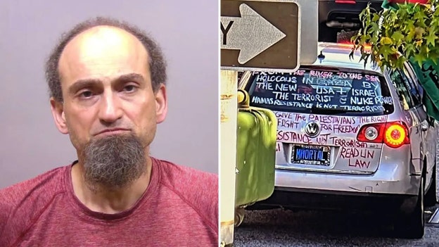 Driver of car covered in pro-Hamas writing illegally had gun near planned pro-Israel rally: police