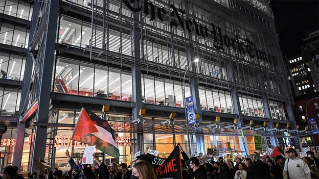 Anti-Israel protestors swarm New York Times headquarters calling for cease-fire in Gaza